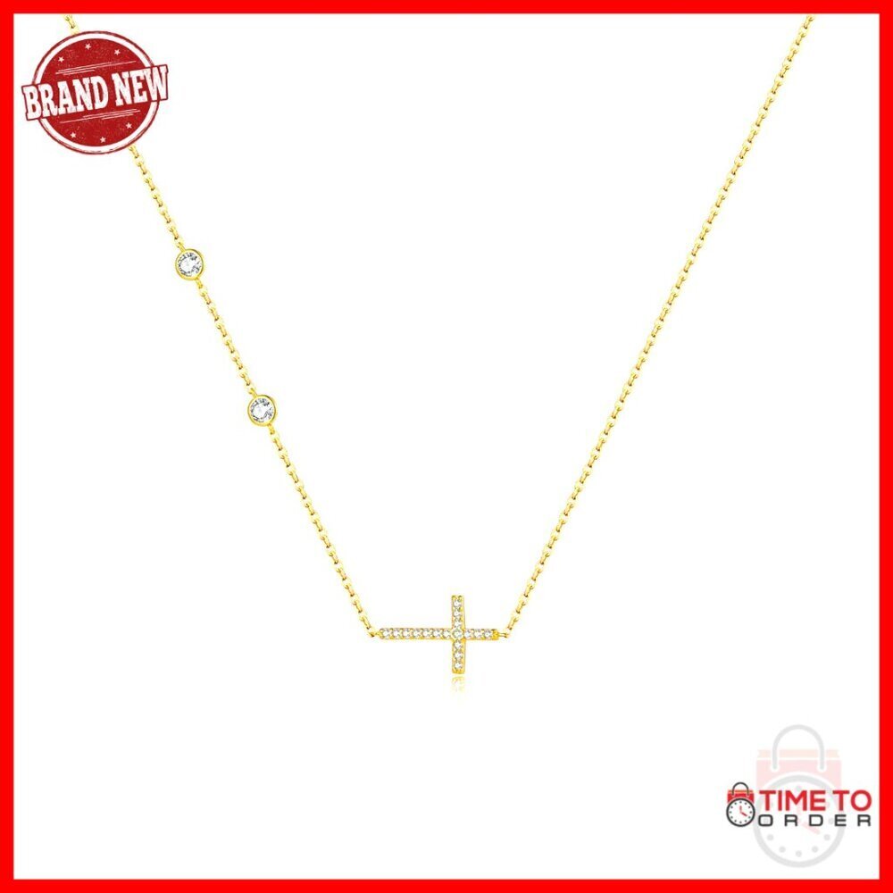 Sterling Silver Gold Plated Dainty Cross Necklace Minimalist Faith Jewelry
